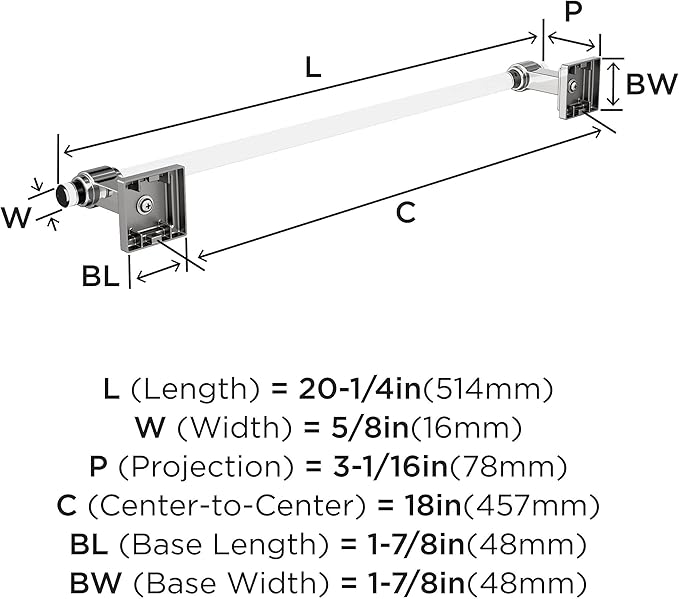 Amerock BH36063C26 | Clear/Chrome Towel Bar | 18 in (457 mm) Towel Rack | Glacio | Bathroom Towel Holder | Bathroom Hardware | Bath Accessories