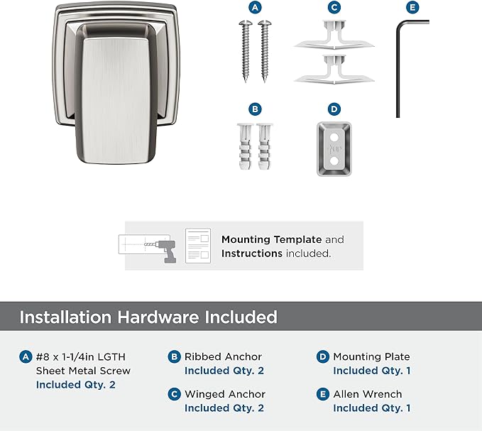 Amerock BH36030G10 | Brushed Nickel Single Robe Hook | 2-1/8 in. (54 mm) Length Towel Holder | Revitalize | Towel Hook for Bathroom | Bathroom Hardware | Bath Accessories