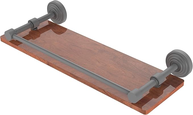 Allied Brass WP-1-16-GAL-IRW Waverly Place Collection 16 Inch Solid IPE Ironwood Gallery Rail Wood Shelf, Matte Gray