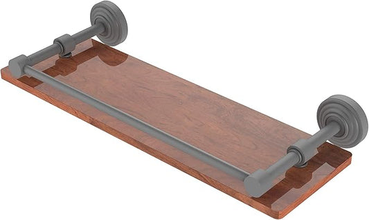 Allied Brass WP-1-16-GAL-IRW Waverly Place Collection 16 Inch Solid IPE Ironwood Gallery Rail Wood Shelf, Matte Gray