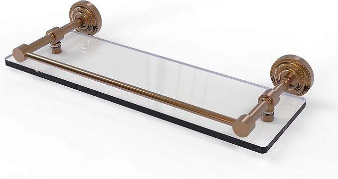 Allied Brass DT-1/16-GAL-BBR Dottingham 16 Inch Gallery Rail Glass Shelf, Brushed Bronze