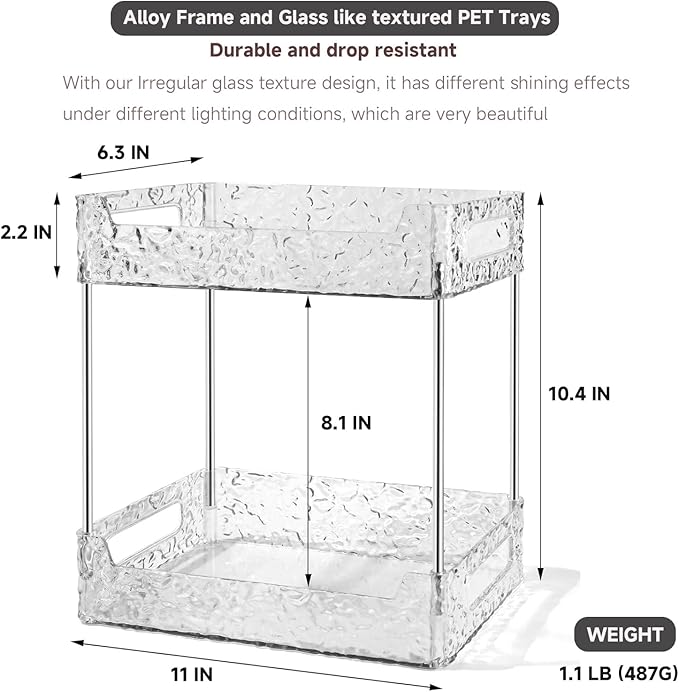 Bathroom Counter Organizer, Makeup Perfume Organizer Storage for Coutertop Bathroom Vanity Sink Desk Office Kitchen Tool (Crystal Clear, 2-Tier)