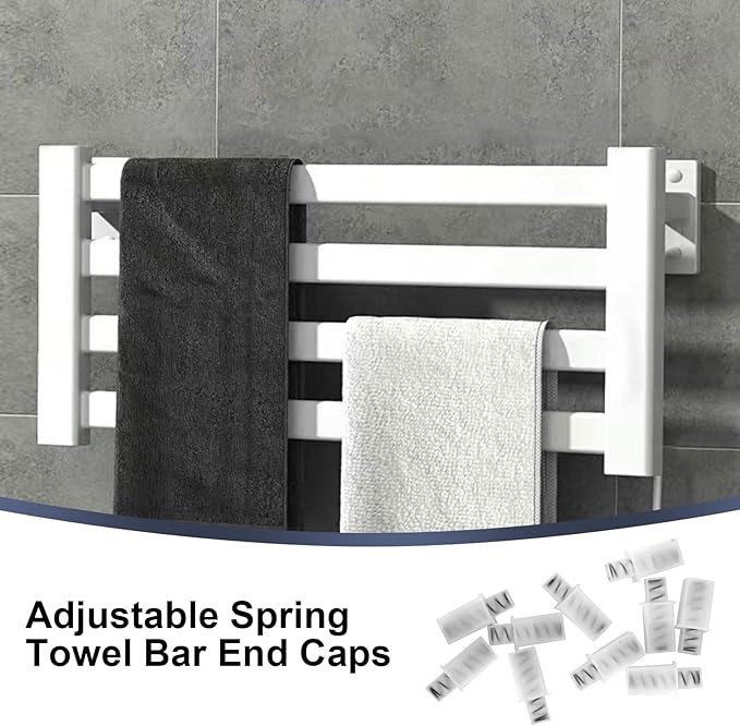 10 Pack Adjustable Spring Replacement Towel Bar End Caps for Springs End Durable Plastic Wall Mount