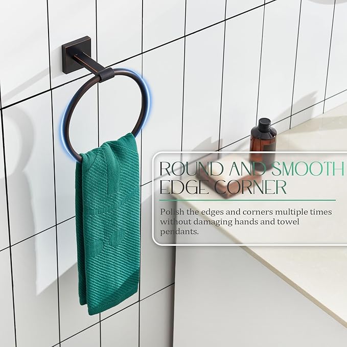 KOKOSIRI Hand Towel Holder Wall Mounted Towel Ring Bathroom Accessories Shower Towel Hanger Rack Stainless Steel Oil Rubbed Bronze, B3010OBR