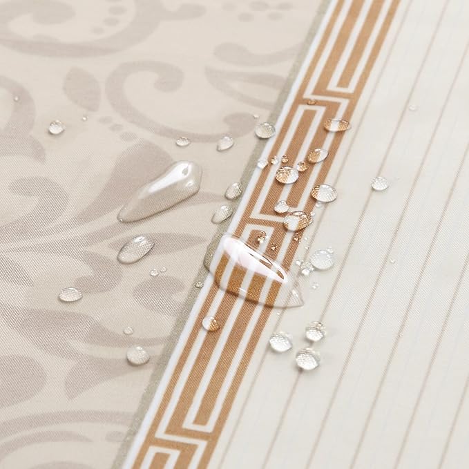 Long Fabric Shower Curtain, Beige Tan Stripe Cloth Shower Curtains for Bathroom, Waterproof Bathroom Small Curtains, 62" W x 78" H