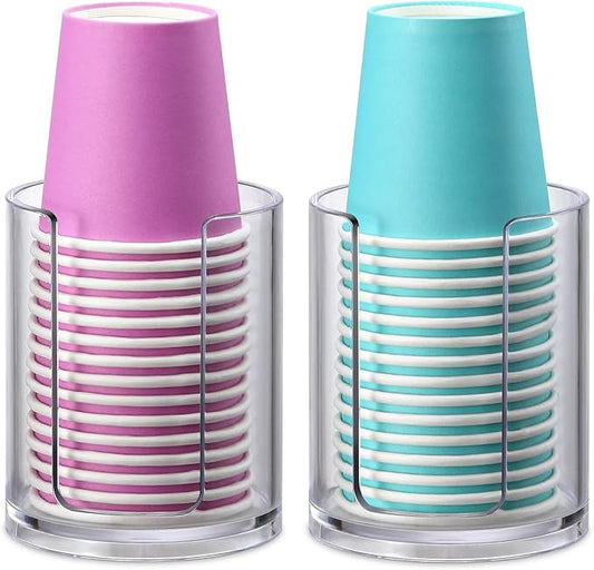 AOZITA Bathroom Cup Dispenser, 2 Pack Mouthwash Cups Holder, Small Disposable Paper Cup Holders For Rinsing Cups On Bathroom Vanity Countertops