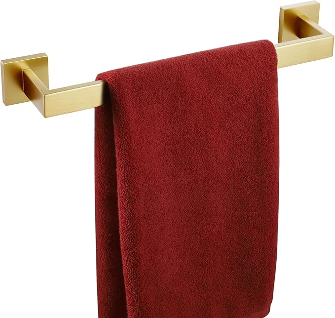 KOKOSIRI Bath Towel Bar Kitchen Dish Cloths Hanger 16 Inch Hand Towel Holder Stainless Steel Wall Mounted, Brushed Gold, B4003BG-L16