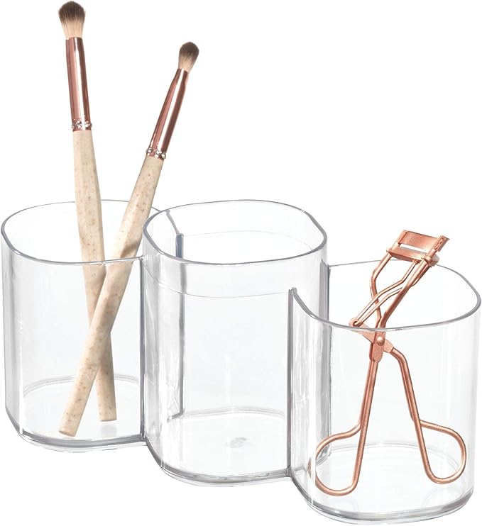 iDesign Trio Cup Vanity Cabinet Cosmetic Organizer, The Clarity Collection – 8.2” x 3” x 3.75”, Clear