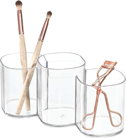 iDesign Trio Cup Vanity Cabinet Cosmetic Organizer, The Clarity Collection – 8.2” x 3” x 3.75”, Clear