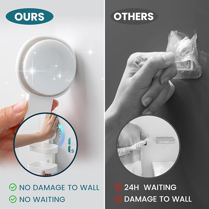 TAILI Soap Holder Soap Dish for Shower, Suction Cup Soap Holder for Shower Wall, Bathroom Accessories, Removable Strong Hold Soap Saver, Drill Free Double Soap Dish, White 2 Layer