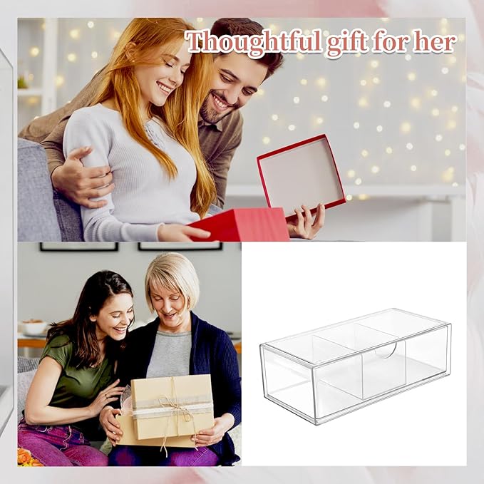 Hair Accessories Organizer for Girls, Clear Acrylic Hair Tie Organizer, or Headband, bows，Cute Small Stackable Storage Drawer Container Caddy Box for Bathroom Vanity Countertop