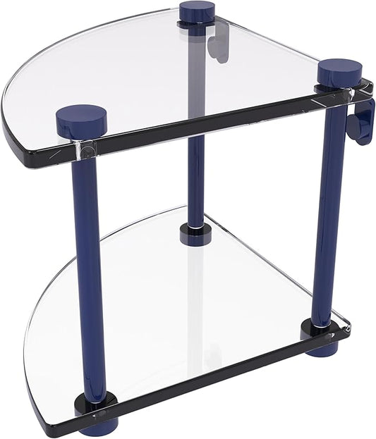 Allied Brass NS-3-MBL Two Tier Corner Glass Shelf, Mediterranean Blue