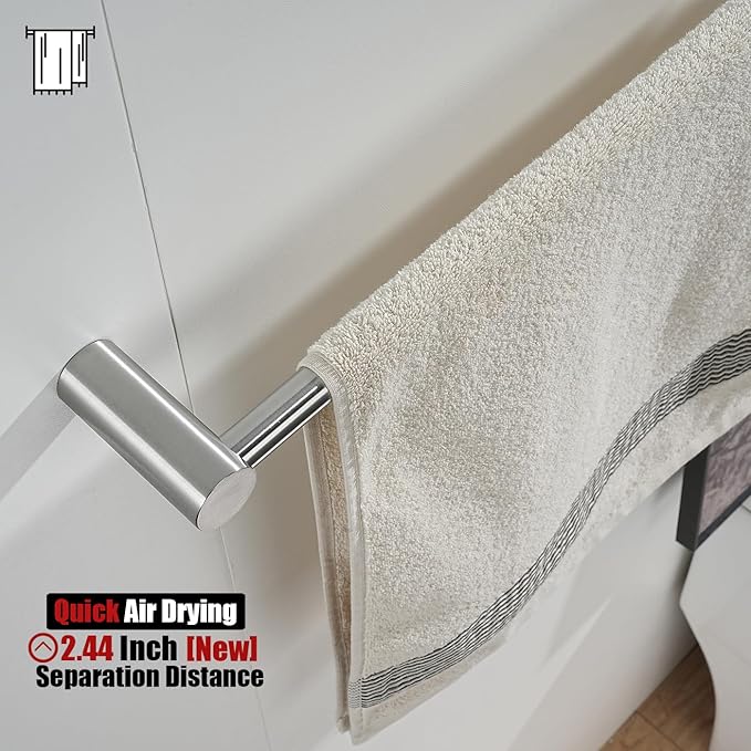 JQK Towel Bar Brushed, 14.5 Inch 304 Stainless Steel Thicken 0.8mm Towel Rack Bathroom Wall Mount, Useable Length 12 Inch, TB610L12-BN