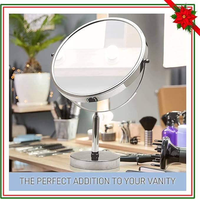 XXLarge Oversized 3X Weak Magnifying Mirror with Stand for Desk, Table, Retail Store Countertop, and Makeup Vanity - Double Sided 3X/1X Magnification - 17" Tall and 11" Wide