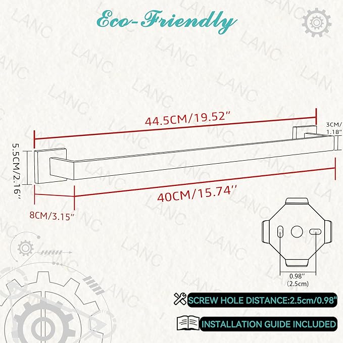 LANC 16-Inche Chrome Towel Bars for Bathroom Wall Mounted, Total-18 Hand Towel Holder Silver Towel Racks Stainless Steel Towel Rods for Bathroom Lavatory Towel Hanger, Polished A8804CP-4P1