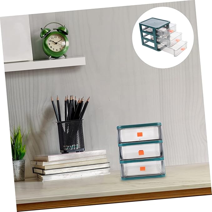 BESPORTBLE 1pc Desktop Organizer Mini Cosmetic Storage Box Gem Green Versatile Pp Sundries Holder for Office Bedroom and Bathroom