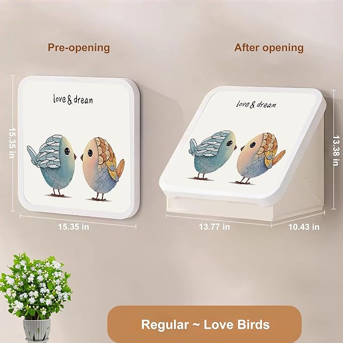 Bathroom Mural Clothes Folding Storage Box Waterproof Hanging Storage No-Punch Wall Mounted Bathroom Shelves over Toilet Mural space Saving,for Bathroom Storage&Home Decoration (Love Birds)