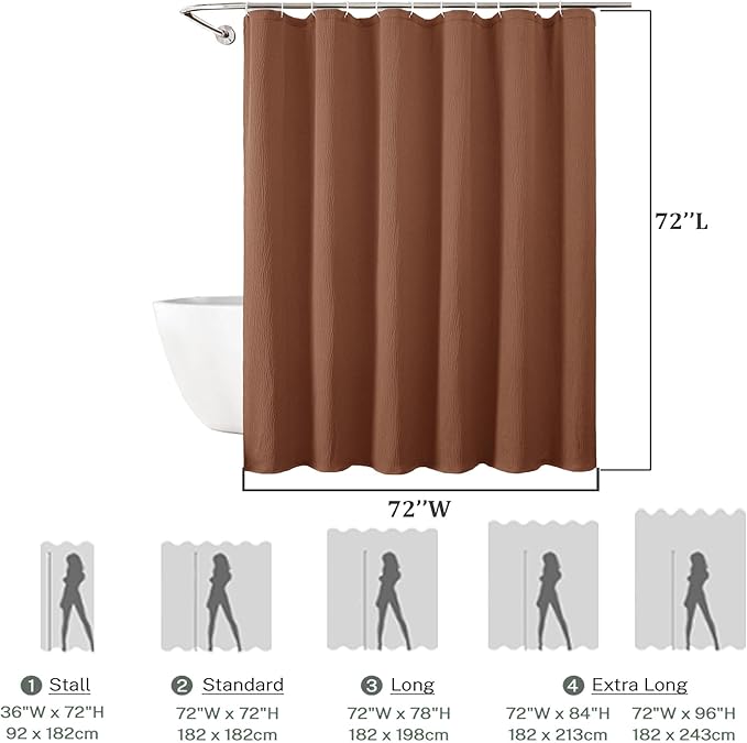 Aiyufeng 3D Textured Terracotta Shower Curtain for Bathroom, Fabric Shower Curtain Soft Cloth & Hotel Spa Quality, Luxury Boho Bathroom Curtains, Machine Washable, Terracotta, 72x72 Inches