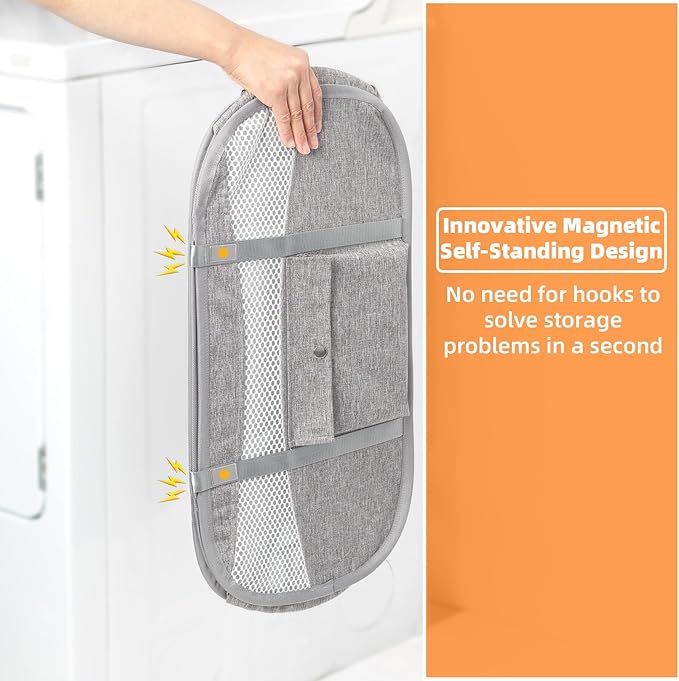 1-Second Storage Washer-Side Magnetic Pop-Up Laundry Hamper New User Safety Lock Prevents Accidental Opening Reinforced U-Handle Holds 33lbs 1.5Loads Folds to 0.78in Ultra Slim