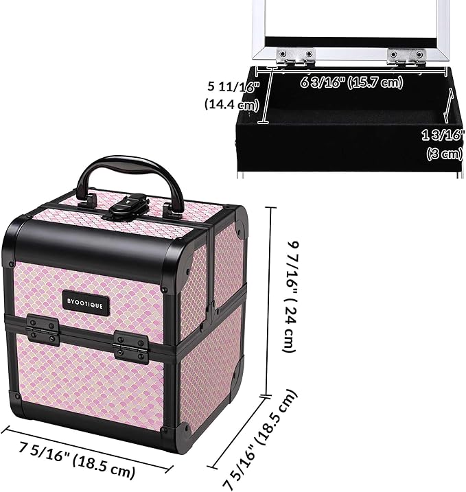 BYOOTIQUE 2-Piece Makeup Train Case Cosmetic Organizer Kit Art Deco Bloom Salon