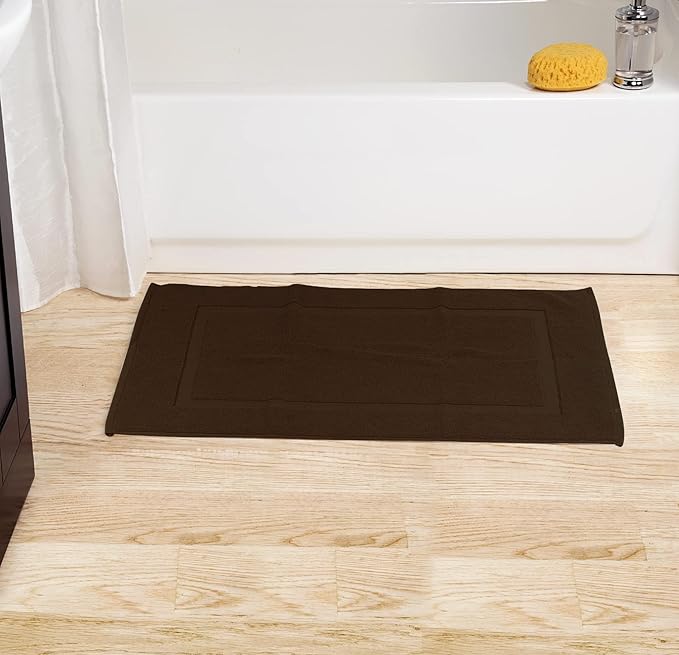 Utopia Towels Cotton Banded Rug, Bath Mats, Not a Bathroom Rug, 21 by 34 Inches, 100% Ring Spun Cotton, Highly Absorbent Shower Bathroom Floor Mat,Dark Brown, 2 Pack
