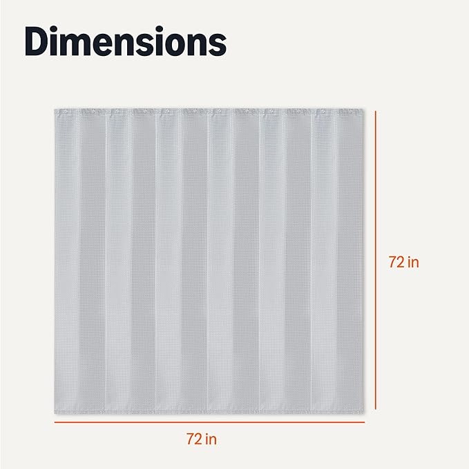 Amazon Basics Modern Style Polyester Shower Curtain, Quick-Drying, 72x72 inches, Gray