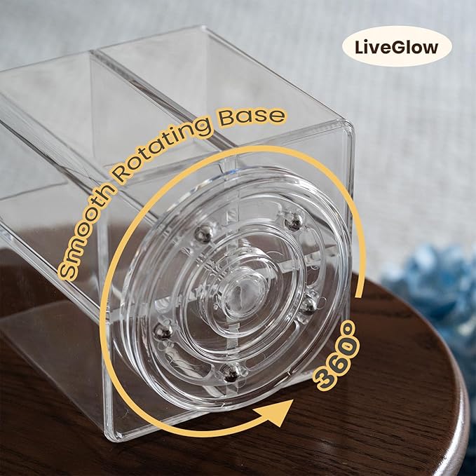 Clear Makeup Brush Holder,Acrylic Rotating 360??Makeup Brush Organizer,Pen holder with 4 Grids,Makeup Holder for Courtup,Containers for Desk,1pc