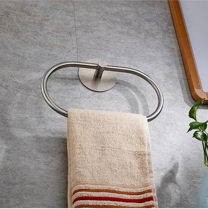 Towel Ring Self Adhesive No Drill Hand Modern Towel Holder for Bathroom SUS 304 Stainless Steel Brushed Nickel(Silvery)