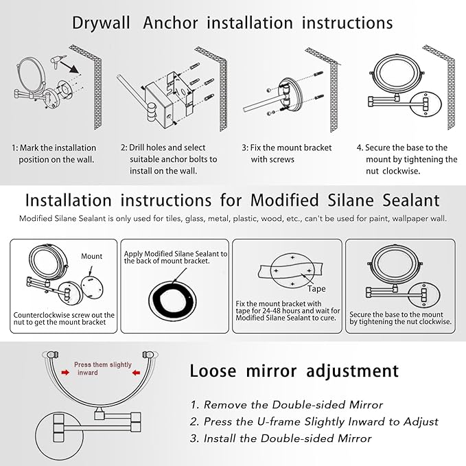 Antique Brass Rechargeable Wall Mounted Makeup Mirror, 1X/10X Magnifying Mirror for Bathroom, 8 Inch 2 Sided 360 Swivel Extendable Arm Vanity Shaving Mirror for Bathroom