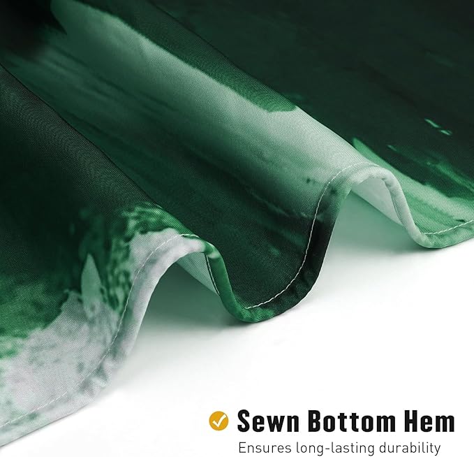 MitoVilla Dark Green & Gold Shower Curtains for Chic Modern Abstract Bathroom Decor, Emerald Green Fabric Shower Curtain, Brush Strokes Oil Painting Style, 72 x 72