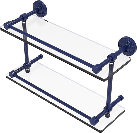 Waverly Place Collection Double Glass Shelf with Gallery Rail