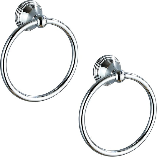 Towel Ring for Bathroom, Chrome Hand Towel Holder 2 Pack, Bathroom Accessories and Towel Racks for Bathroom Wall Mount