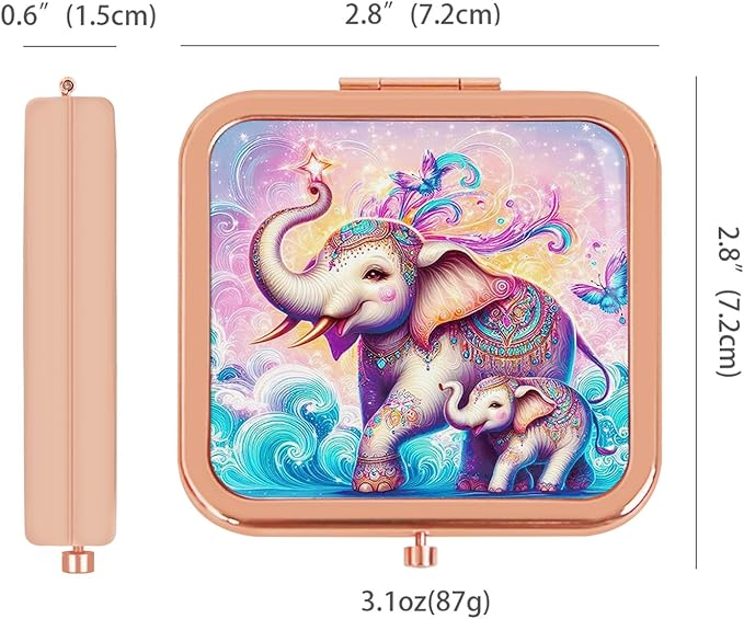 Magnifying Compact Mirror for Purse, 1x/2x Magnification Travel Makeup Mirror 2.8 inch Double-Sided Mini Folding Mirror, Cute Small Pocket Mirror for Gift, Travel Essentials