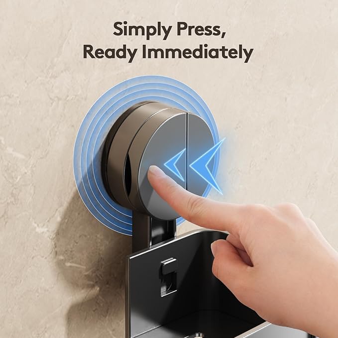 Suction Cup Shower Caddy Without Drilling | 4 Hooks, 32 cm Length, 10 kg Load Capacity, 1-Minute Installation | Removable and Rust-Free Shower Shelf