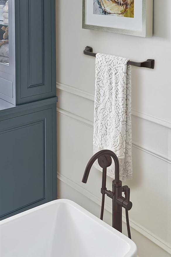 Amerock BH36033ORB | Oil Rubbed Bronze Towel Bar | 18 in (457 mm) Towel Rack | Revitalize | Bathroom Towel Holder | Bathroom Hardware | Bath Accessories