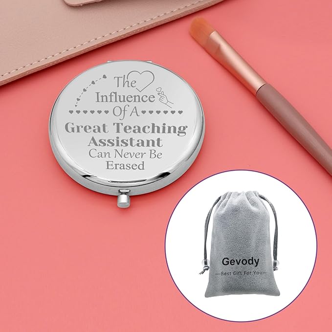 Teacher Assistant Appreciation Gift Teaching Assistant Pocket Makeup Mirror Thank You Gifts for Women Aide Teacher Going Away Retirement Present from Student Coworker Teaching Compact Makeup Mirror