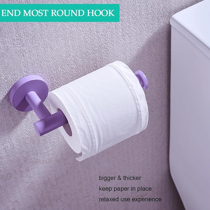 Bathroom Accessories Set,Purple 5 Pieces Bathroom Hardware Set,24 inch Towel Bar,Towel Ring for Bathroom,Robe Towel Hooks,Toilet Paper Holder Wall Mounted(Drilling),SE96006S-5PP