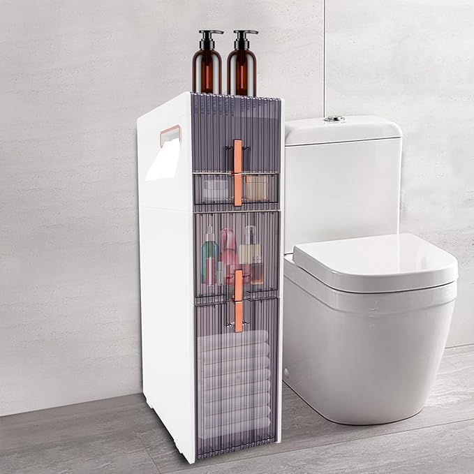 Bathroom Floor Cabinet,Narrow Slim Storage Cabinet,Freestanding Tower Shelf Bookshelf,Standing Toilet Paper Holder and Storage Cabinet,for Living Room,Bathroom,Bedroom,Kitchen,Entryway