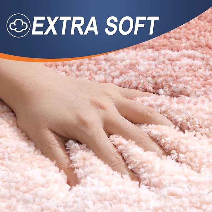 OLANLY Bathroom Rugs Mat 44x24, Extra Soft Absorbent Microfiber Bath Rugs, Rubber Backing, Quick Dry, Machine Washable Bath Mats for Bathroom Floor, Tub and Shower, Home Decor Accessories, Peach