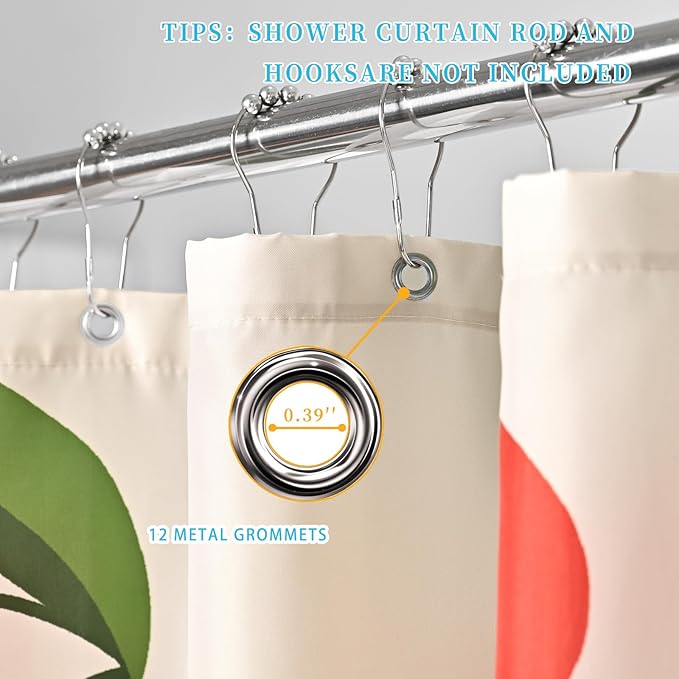 Anybar Fabric Shower Curtain Cute Floral Cherry Curtains Waterproof Soft Polyester Bathroom Curtain- Decorative Washable Privacy Cloth Long Shower Curtain for Bathroom Hotel (72x78inch) Beige