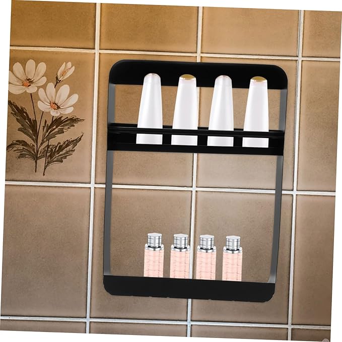 LIFKOME Wall Mounted Storage Rack Multi Functional Bathroom Shelf for Shampoo and Cosmetics Easy Installation Space Saving Design No Drilling Required