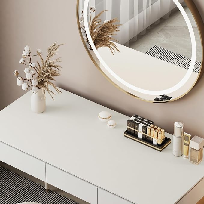 39.37"" * 15.7"" Large Makeup Mat for Vanity Top Protector,Cover Work Table Waterproof, Non-Slip Pad for Makeup Vanity. (Milk White)