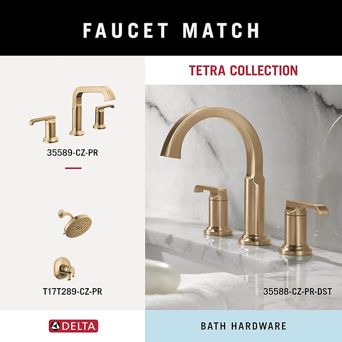 DELTA FAUCET 78908-CZ Tetra 8 in. Hand Towel Bar Bath Hardware Accessory in Champagne Bronze