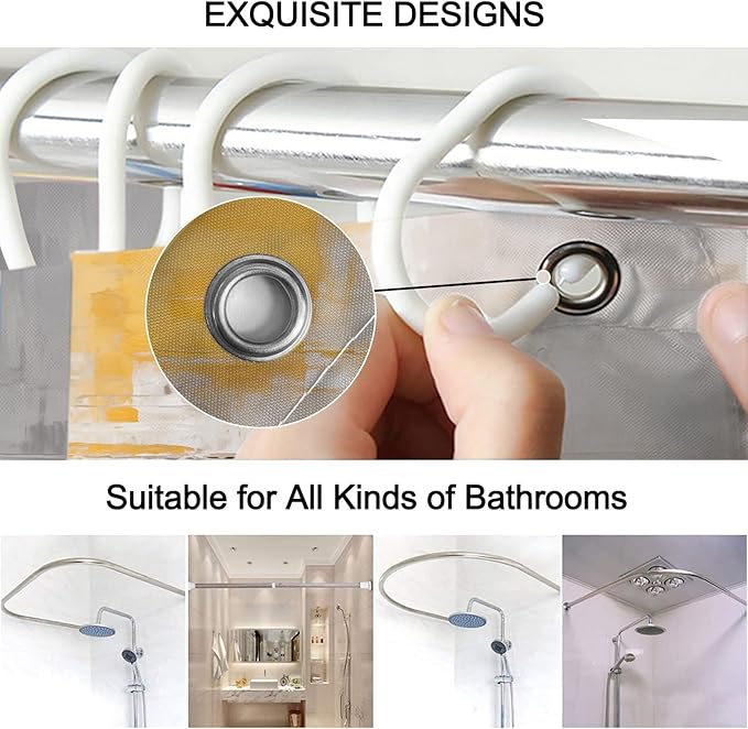 Lnond 4Pcs Bathroom Shower Curtain Sets with Rugs,Yellow Grey Ombre Bathroom Sets with Shower Curtain and Rugs and Accessories