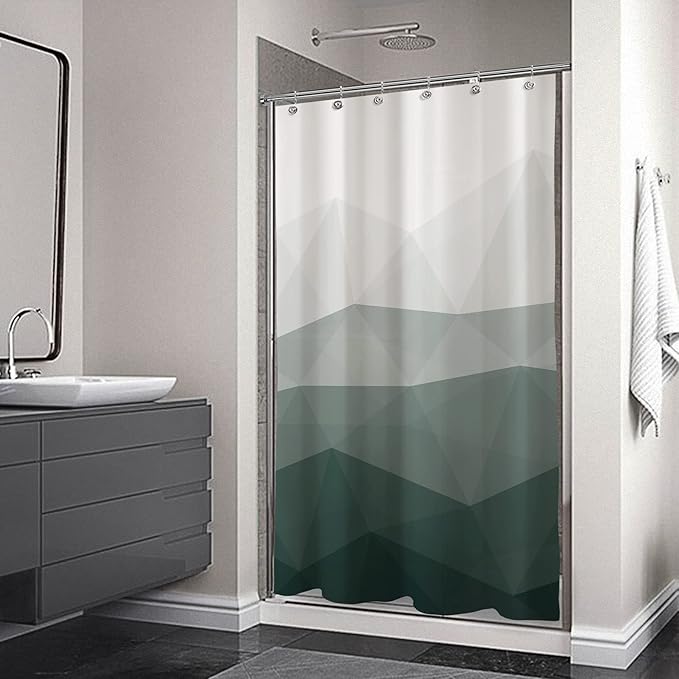 Sunlit Designer 36 x 72 Inches Shower Curtain, Popular Shower Stall Curtain, Ombre Dark Green Fabric Shower Curtains for Bathroom Decor, Contemporary Bathroom Curtains, Dark Green