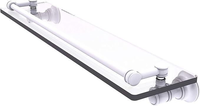 Allied Brass CL-1-22-GAL Carolina Collection 22 Inch Gallery Rail Glass Shelf, Matte White