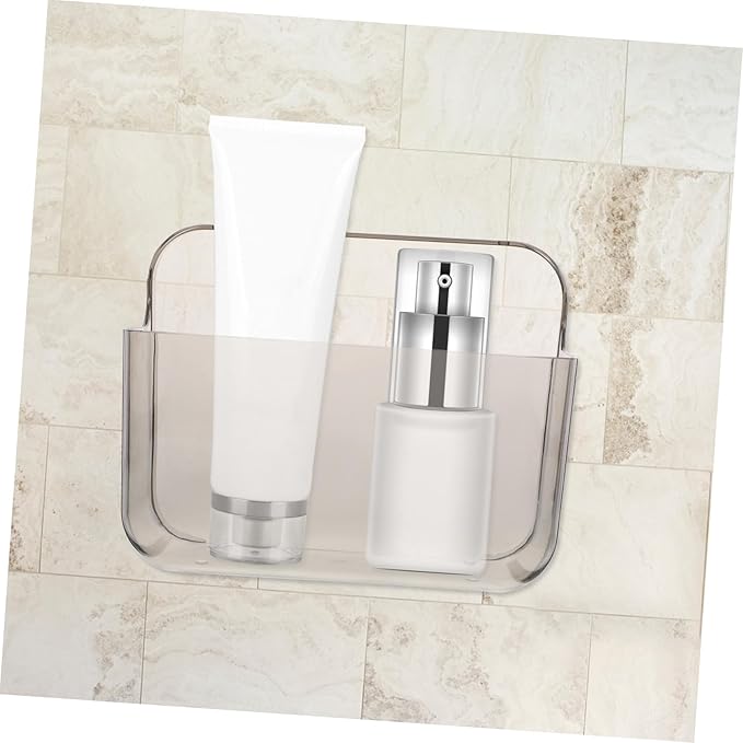 PartyKindom Wall Mounted Bathroom Holder Clear Acrylic Sundries Storage Shelf with Draining Space-Saving Organizer Shelf for Bathroom and Kitchen Small Rounded Design No-Drill Installation