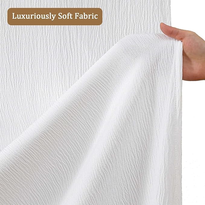Aiyufeng 3D Textured White Small Shower Curtain for Bathroom, Fabric Shower Curtain Heavy Duty Cloth, Stall Size Narrow Bathroom Curtains, Machine Washable, 36x72 Inches