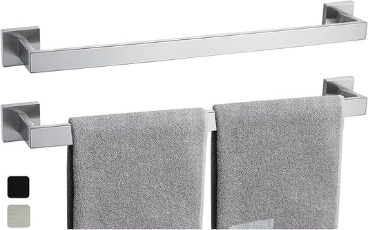24 Inch Towel Bar 2 Pack for Bathroom 12/16/24/28/32/36 Inch Kitchen Towel Holder Brushed Nickel Towel Rod Wall Mounted SUS304 Rustproof Towel Rack Modern Square Design (2, Brushed Nickel, 24 Inch)
