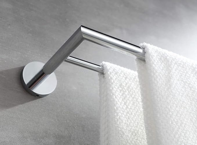 Double Towel Bar Chrome 26 Inch Towel Racks for Bathroom, Wall Mounted Bath Towel Holder, Modern Hotel Style Double Towel Rod, Brass, 077080-CR Leo Series